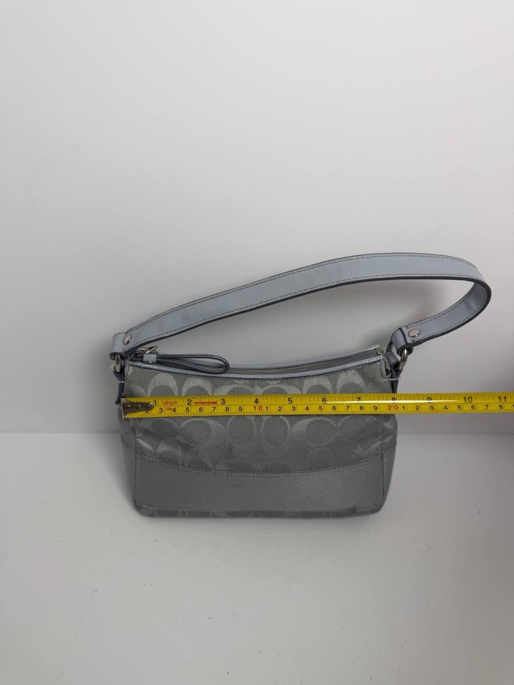 Coach Mini Signature Stripe Demi Shoulder Bag in Blue - Picture 2 of 10